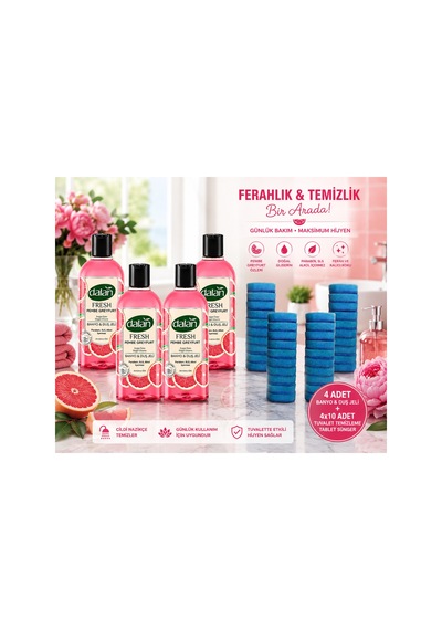 Fresh Pembe Greyfurt 500 Ml 4'lü + Wellnax Sünger Seti