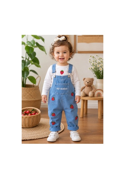 Baby Buu Çilek Nakışlı Denim Kotlu Mevsimlik 2'li Kız Bebek Salopet Tulum Takımı 6-9ay, 9-12ay, 12-18ay, 18-24ay Beyaz Beyaz Baby Buu Çilek Nakışlı Denim Kotlu Mevsimlik 2'li Kız Bebek Salopet Tulum Takımı 6-9ay, 9-12ay, 12-18ay, 18-24ay Beyaz Beyaz