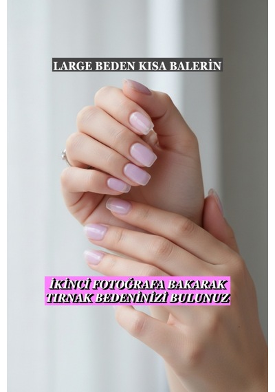 100 Adet Jel Tips Large Beden Kısa Balerin Takma Tırnak Seti Large