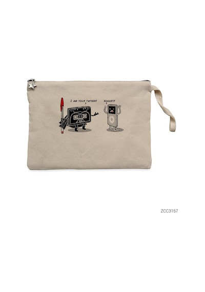 Zepplin Giyim Kaset Vs İpod Clutch Astarlı Cüzdan / El Çantası Krem