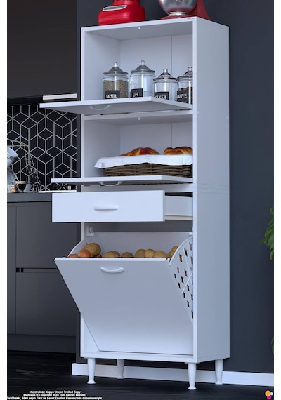 Defne 60 Cm Çok Amaçlı Mutfak Bakliyat Kiler Banyo Dolabı Kahve Köşesi Sepetli Dolap 60x163x32 Cm Beyaz Defne 60 Cm Çok Amaçlı Mutfak Bakliyat Kiler Banyo Dolabı Kahve Köşesi Sepetli Dolap 60x163x32 Cm Beyaz