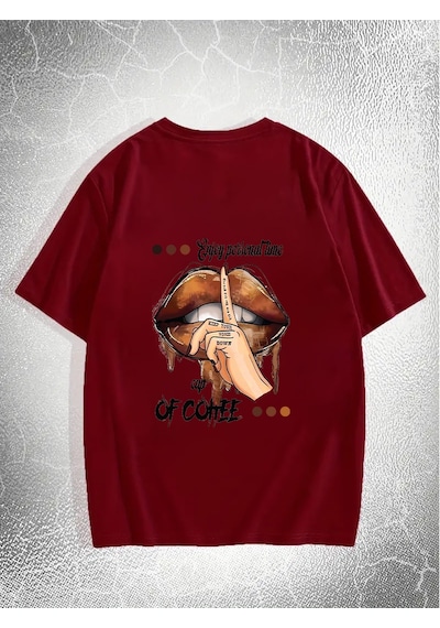 Unisex Enjoy Personel Time Baskılı Tasarım Tshirt Kırmızı