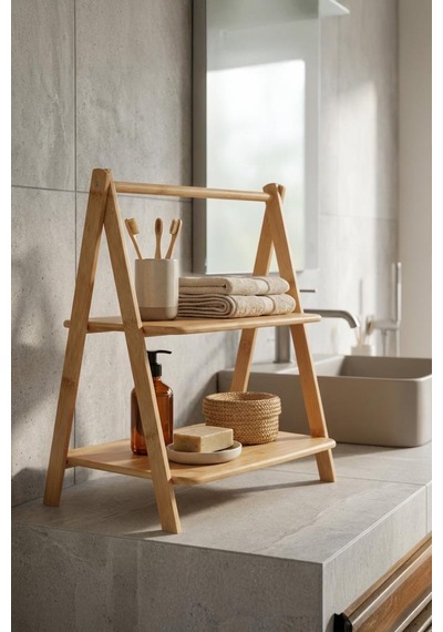 Digithome Bambu 2 Katlı Çok Amaçlı Standlı Organizer Mutfak Düzenleyici Kahverengi - G/2 C1-1-289 Kahverengi