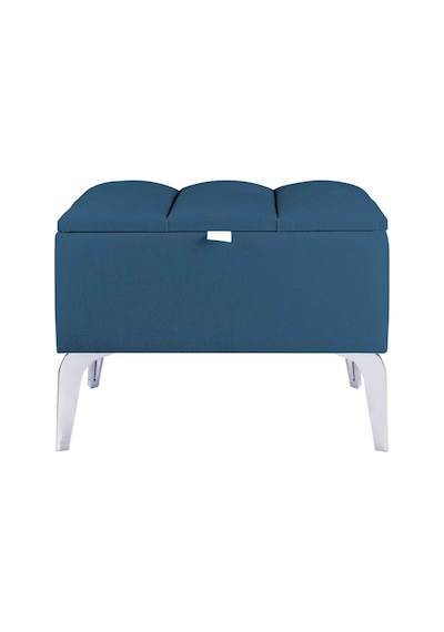 Vetra Mini Royal Mavi Kumaş Sandıklı Dekoratif Puf&bench-dilimli Model-gümüş Ayak-modern Puf