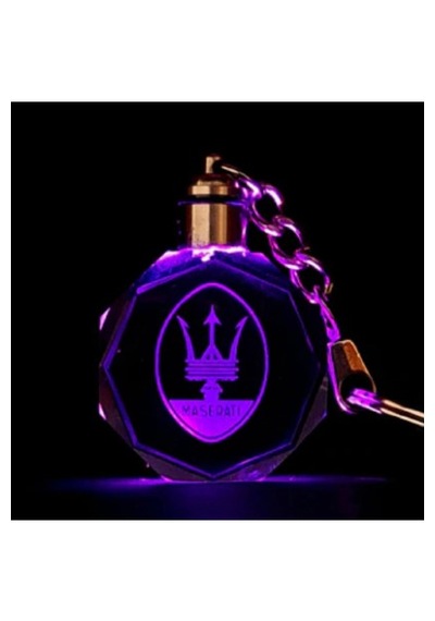 Maserati Işıklı Anahtarlık 7 Renk Şık Oto Car Keychain Kaliteli Logo Amblem