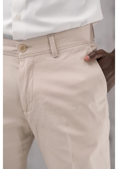 Notra Regular Fit Pamuklu Yan Cep Klasik Yazlık Gabardin Pantolon Krem
