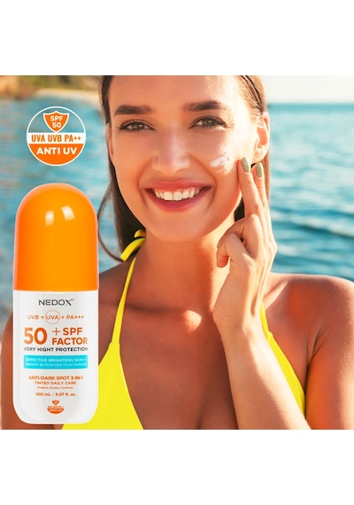 Nedox Leke Karşıtı Tüm Ciltler için Nemlendirici Güneş Kremi SPF 50+ 100 ML