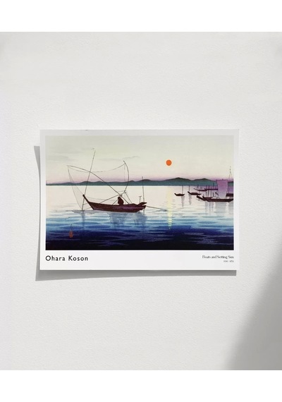 Çerçevesiz Poster Ohara Koson Tekneler Ve Batan Güneş