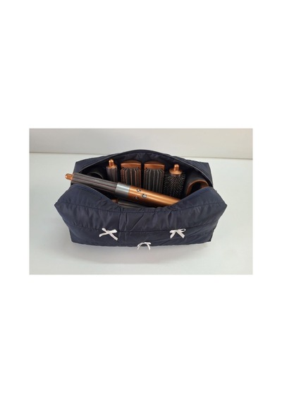 Dreamy Navy Kapitone Fiyonklu Tüm Saç Şekillendiricilerine Uygun Organizer Çanta Tb043
