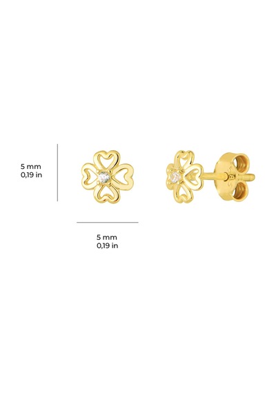 Goldkupe 14 Ayar Kalpli Yonca Altın Küpe 0,77 Gr-4100