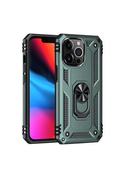 Apple İphone 13 Pro Max Uyumlu Kılıf Sofya Yüzüklü Silikon Kapak - Yeşil Çok Renkli
