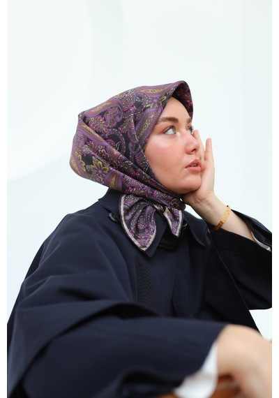 Silk Home Twill İpek Eşarp 11455-16 Siyah, Gümüş, Funda Pembe, Sarı
