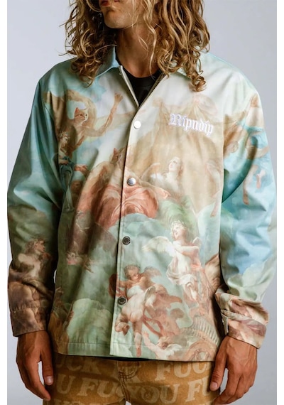 Aymer American Rag Cie Heavens Waiting Button Up Ceket: Özel Baskı Ve Nakışlı Tasarım Mont Çok Renkli