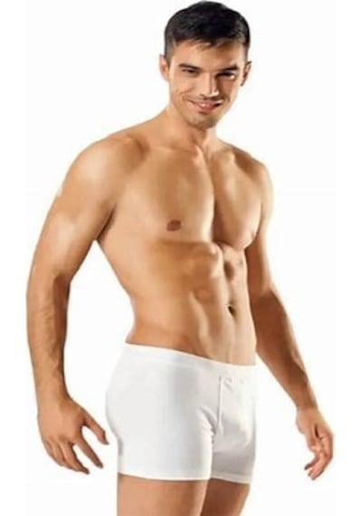 Tutku Erkek Likralı Elastan Boxer 2'li Paket Beyaz