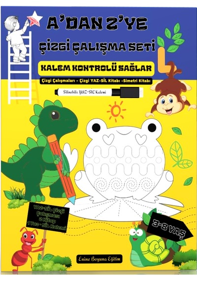A Dan Z Ye Çizgi Çalışma Seti 3 Kitap + 1 Yaz-sil Kalemi
