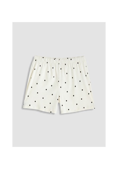 Lcw Dream Ekru Puantiyeli Kadın Şort Pijama Alt