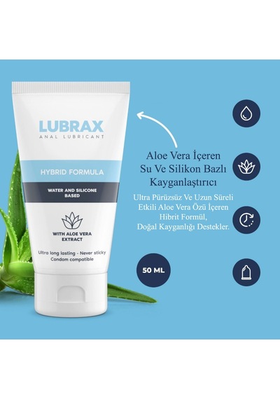 İntimateline Lubrax Silikon&su Bazlı HybridAloe Vera Özlü 50 Ml Anal Kayganlaştırıcı Jel