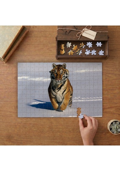 Karda Koşan Kaplan Tasarımı 240 Parça Ahşap Puzzle Ahşap Kutuda Mpy60416