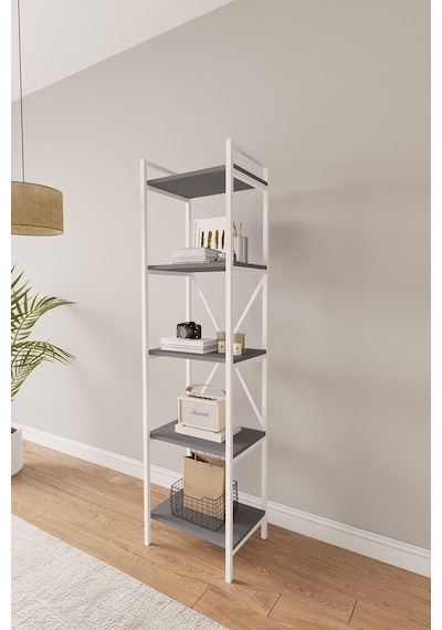 Nilamu Antrasit 45 Cm Kitaplık, Metal Aksamlı, Organizer, Ofis, 45 170 34 Cm Antrasit