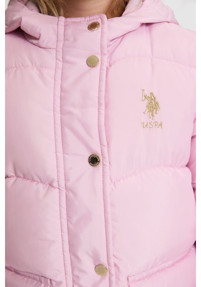 U.S. Polo Assn. Kız Çocuk Açık Pembe Kapüşonlu Fermuarlı Kaban 50328223-vr078 Acık Pembe