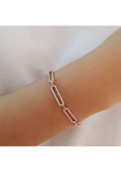 Bakla Gümüş Bileklik Zirkon Taşlı Rose (528167233)