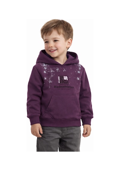 Baglan Erkek Çocuk Önü Arkası Baskılı Kapüşonlu Sweatshirt Bgl-st05246 Mürdüm
