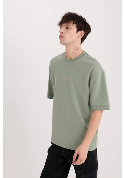 DeFacto Loose Fit Bisiklet Yaka Baskılı Ağır Kumaş Tişört D8462AX25SPGN1107
