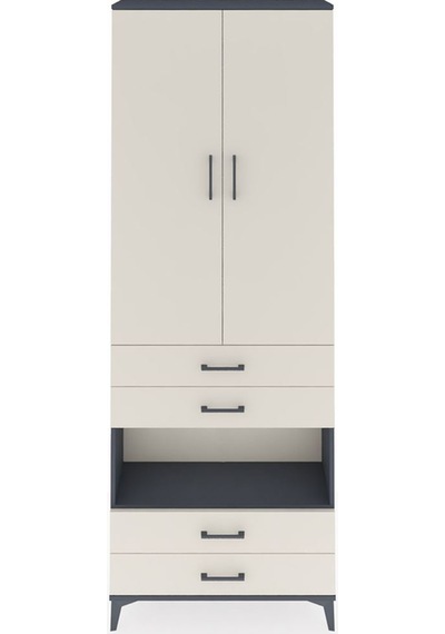 Arges Dolap 5 Raflı 4 Çekmeceli 2 Kapaklı 88x30x243 Antrasit-... Antrasit