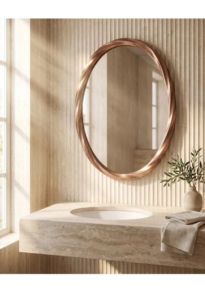 60x80 Oval Rose Gold Ayna Renkli