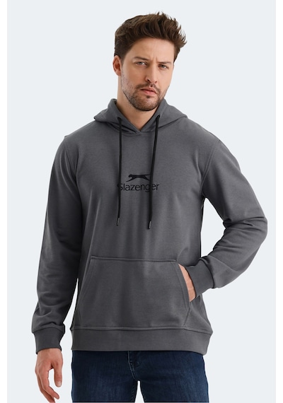 Slazenger Onca Erkek Kanguru Cepli Kapüşonlu Koyu Gri Sweatshirt Koyu Gri