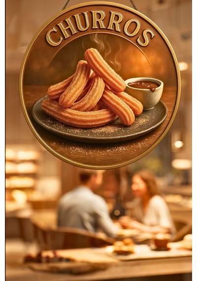 Churros Temalı İpli Ahşap Kapı Duvar Süsü, Pastane, Tatlı Dükkanı, Cafe Tablo Dekoru