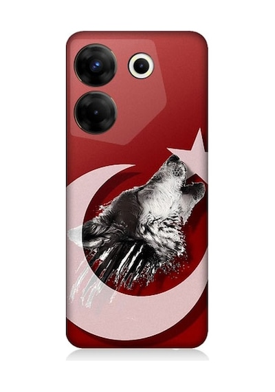 Tecno Camon 20s Pro Uyumlu Kurt Ve Bayrak Desenli Silikon Kılıf