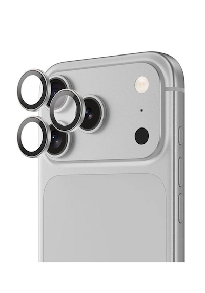 Apple Uyumlu   iPhone 17 Pro / 17 Pro Max Kamera Lens Koruyucu ''safir Cam & Kolay Kurulum'' Gümüş