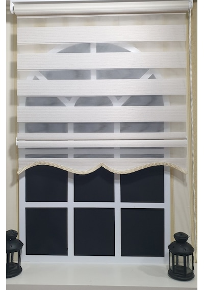Zebra Stor Perde Bej Efekli Etek Dilimli St 002
