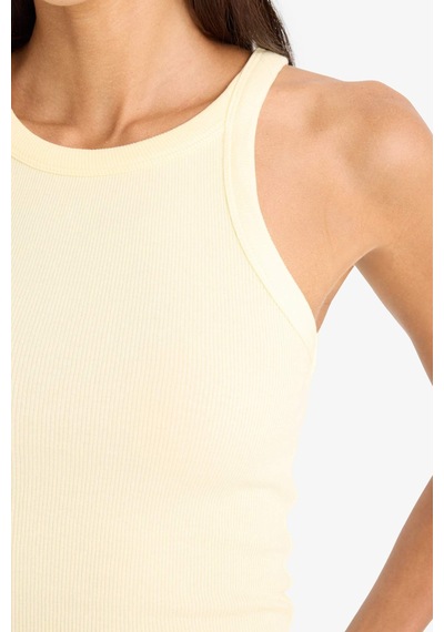 Defacto Slim Fit Dar Kesim Halter Yaka Fitilli Kaşkorse Atlet E2176ax25spyl450 SARI