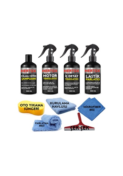 Mertox Oto Temizlik ve Bakım Seti Motor İç Detay Lastik+şampuan