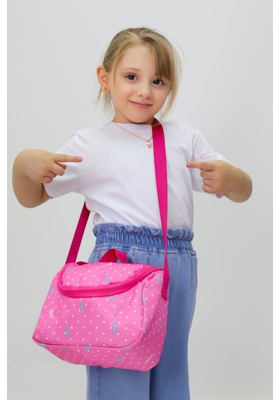 Termal Beslenme Çantası Tek Gözlü, Ayarlanabilir Omuz Askılı, Isı Yalıtımlı, Anaokulu & İlkokul Açık Pembe - Pembe