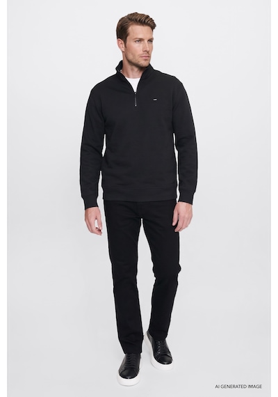 Wrangler Pamuklu Regular Fit Fermuarlı Erkek Sweatshirt W2620157001 Siyah