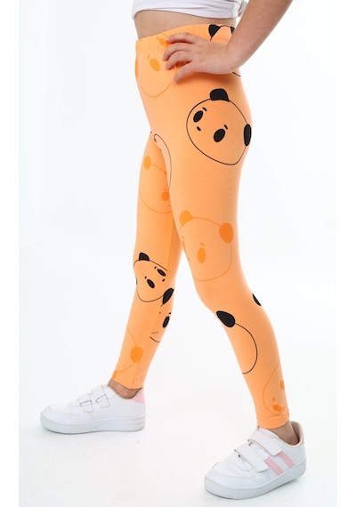 Toontoy Kids Toontoy Kız Çocuk Baskılı Tayt Turuncu