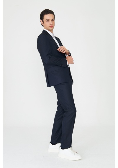 Lacivert Modern Kesim Slim Fit Erkek Takım Elbise Laci