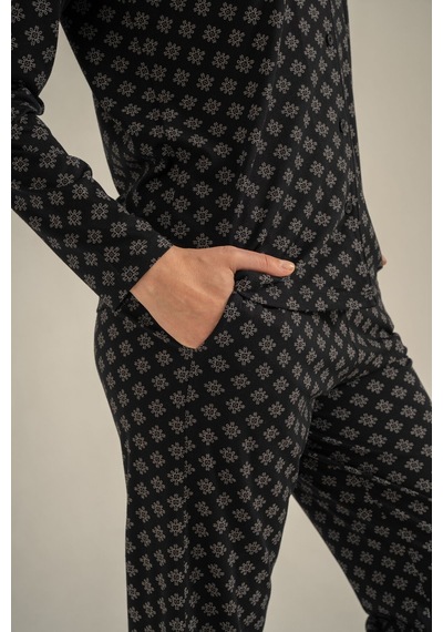 Pierre Cardin Kadın Siyah Nakışlı Gömlek Pijama Takımı Pc9290-s-v1 Pc9290-s-v1