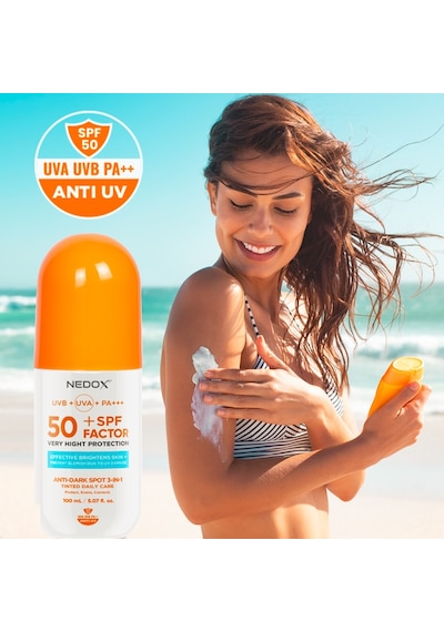Nedox Leke Karşıtı Tüm Ciltler için Nemlendirici Güneş Kremi SPF 50+ 100 ML