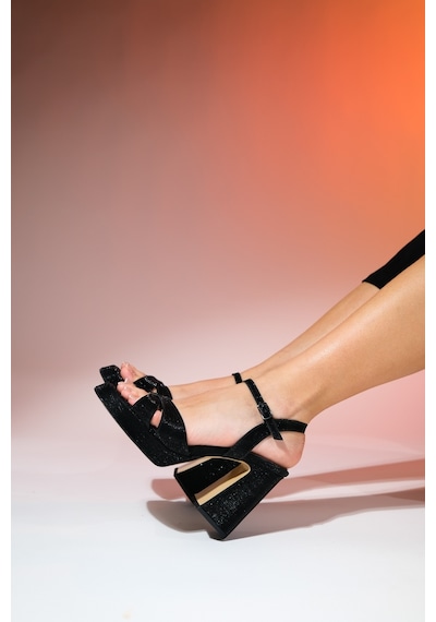 Luvishoes Lello Siyah Çizgili Kadın Platform Topuklu Ayakkabı Siyah Luvishoes Lello Siyah Çizgili Kadın Platform Topuklu Ayakkabı Siyah