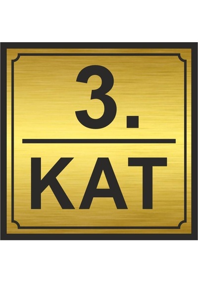 3.kat Metal Yönlendirme Levhası 20cm X 20cm Gold Renk
