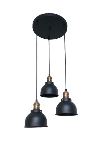 Dylight Retro Metal Siyah 3 Lü Dekoratif Sarkıt Avize Çap:30 Cm