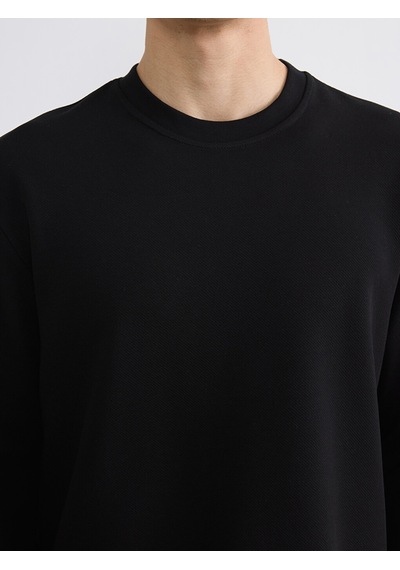 Lcw Vision Siyah Bisiklet Yaka Erkek Sweatshirt
