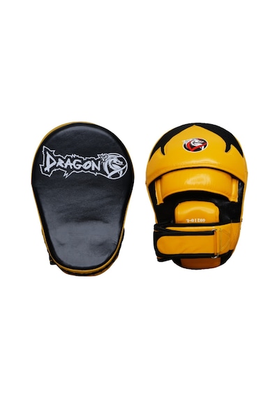 Dragondo 40210-l Hakiki Deri Ellik Kick Boks Lapa - Çift Siyah - Sarı