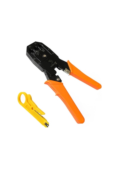 Rj45 Sıkma Pensesi + 100 Adet Rj45 Konnektör Cat5 Cat6 Ethernet Ağ Kablosu Seti