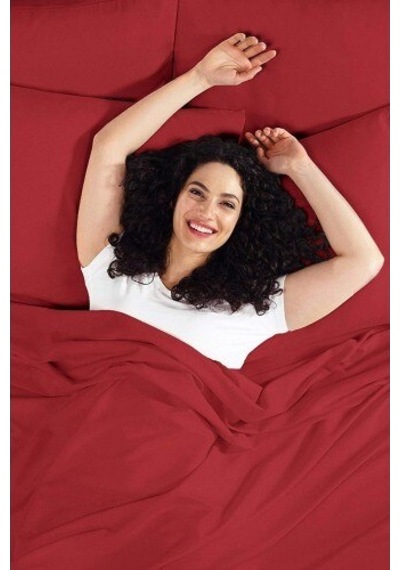 Tek Kişilik Lastikli Kırmızı Nevresim Takımı-160X220