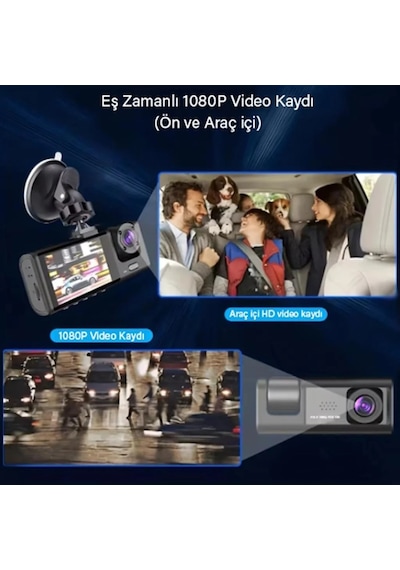 Hakopro Black Box 3 Kameralı Akıllı Araç İçi Kamerası 2.0 İnç Hd Ekran G Sensörlü